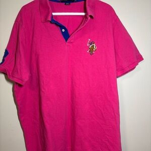 U.S. Polo Assn. Bright Pink Polo with Contrast Navy Placket